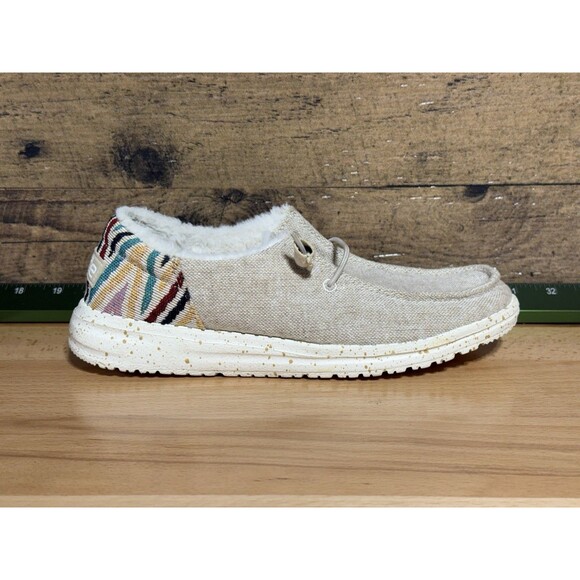 Hey Dude Womens Wendy Funk Wool Beige Size 6 Slip On Walking Comfort Shoes - Picture 1 of 8